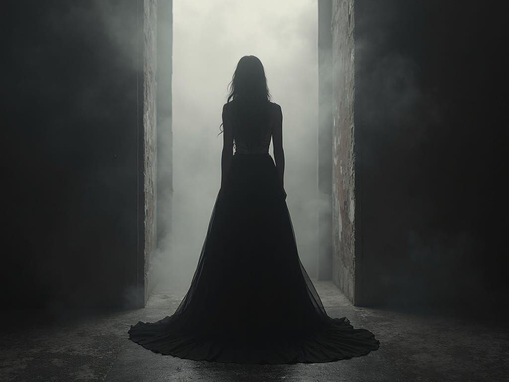 Woman in Black at Gates of Oblivion