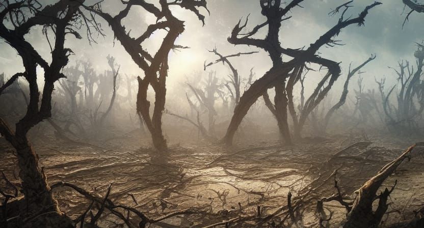 Post-Apocalyptic Desert Wasteland Ruined Forest