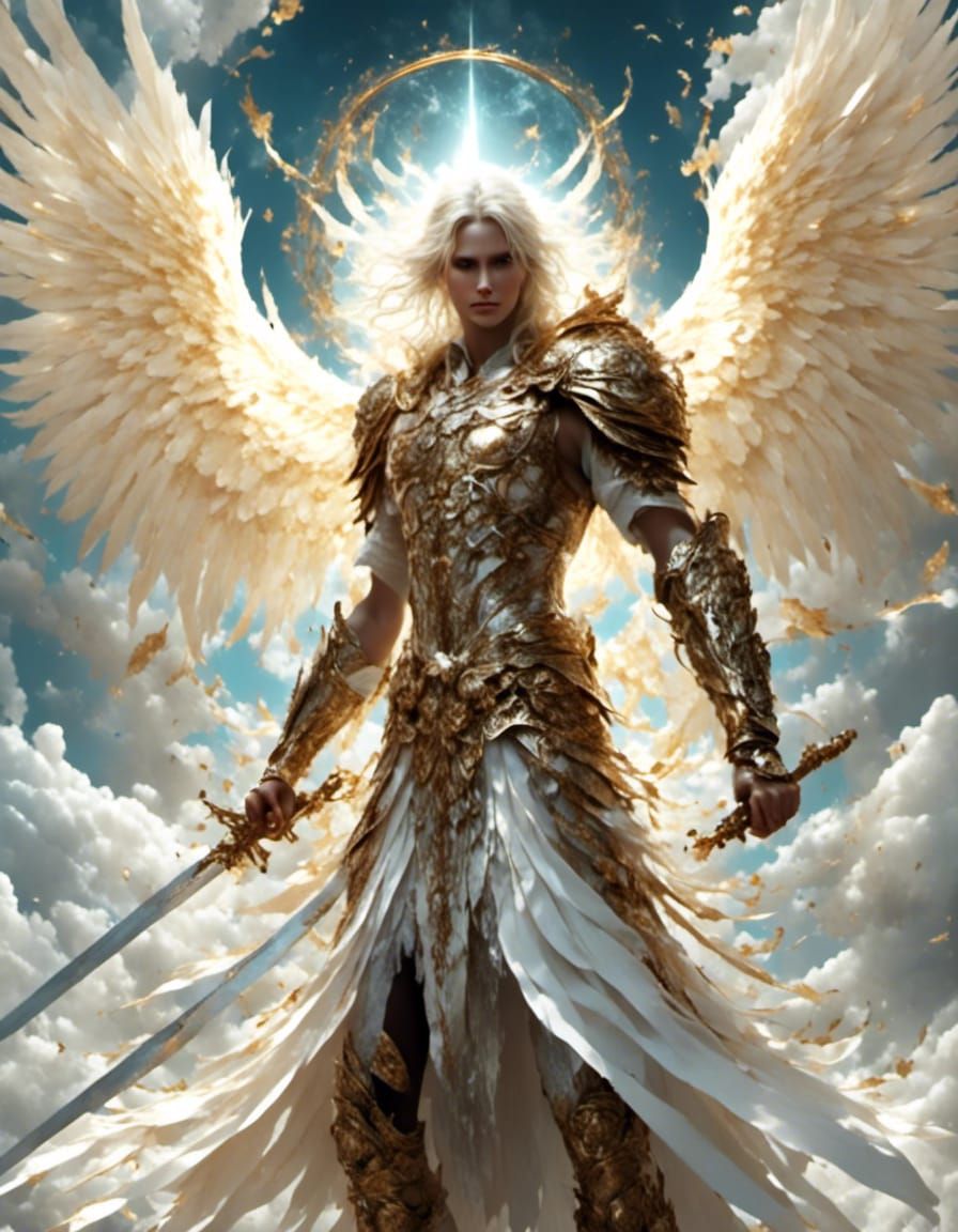 Detailed Angel with Sword and Wings