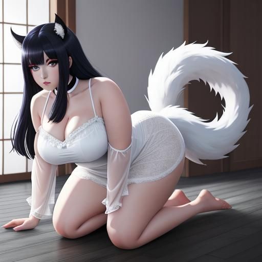 Anime Style Beast Woman Kneeling