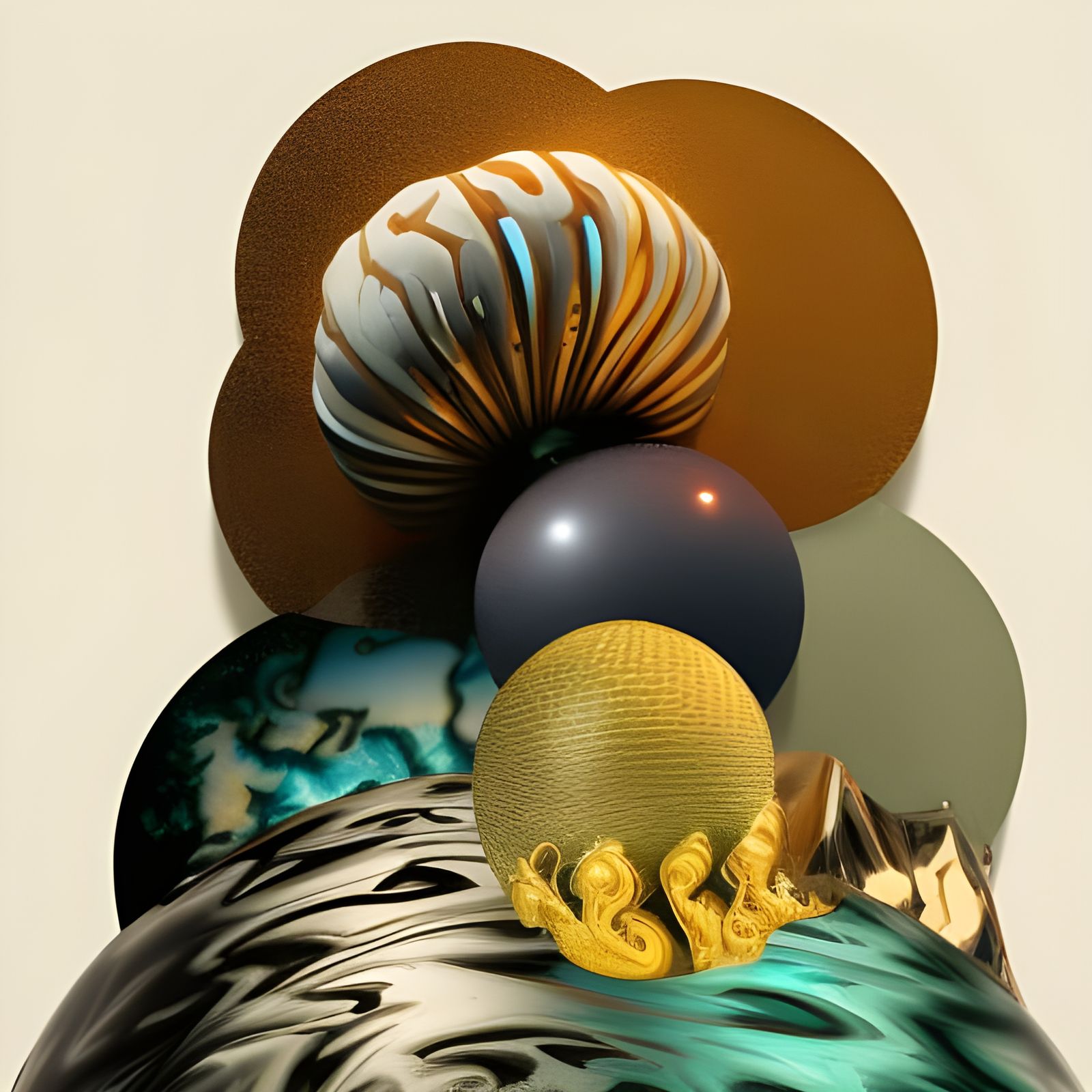 Surreal Golden Toroids in Striking Digital Art