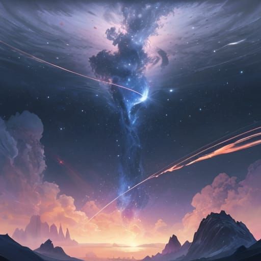 Cosmic Sky Gradient: Fantastical Matte Painting