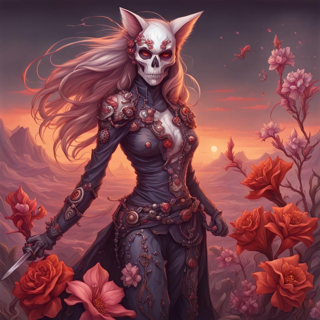 Fox-Human Ninja Couple in a Futuristic Landscape