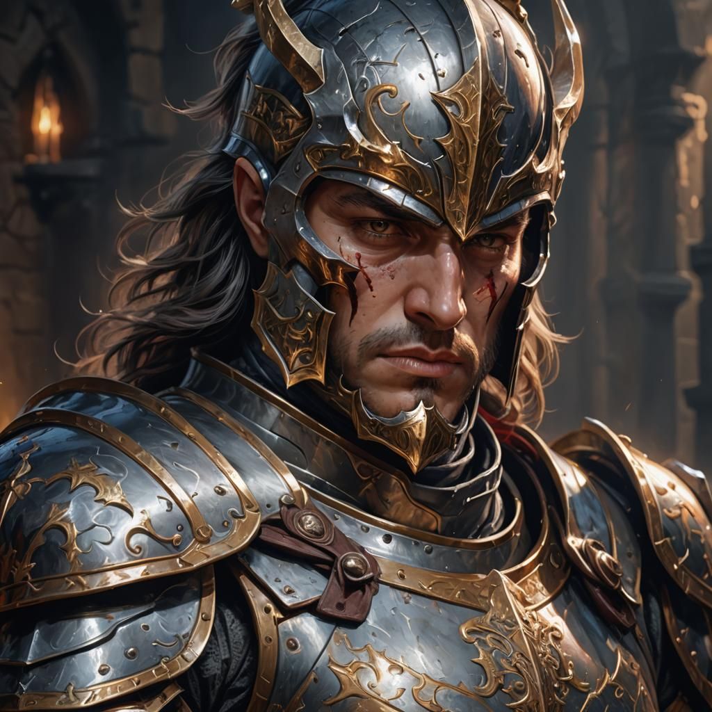 Celebrier Prepares to Face the Knight: Fantasy Illustration