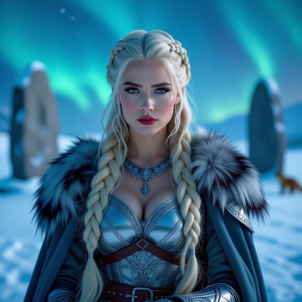 Goddess with Wildcat at Megalithic Circle