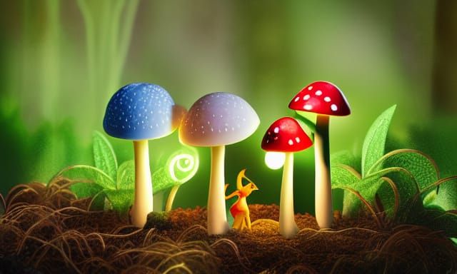 Tinkerbell Shelters Under Mushroom Nightlight in CGI