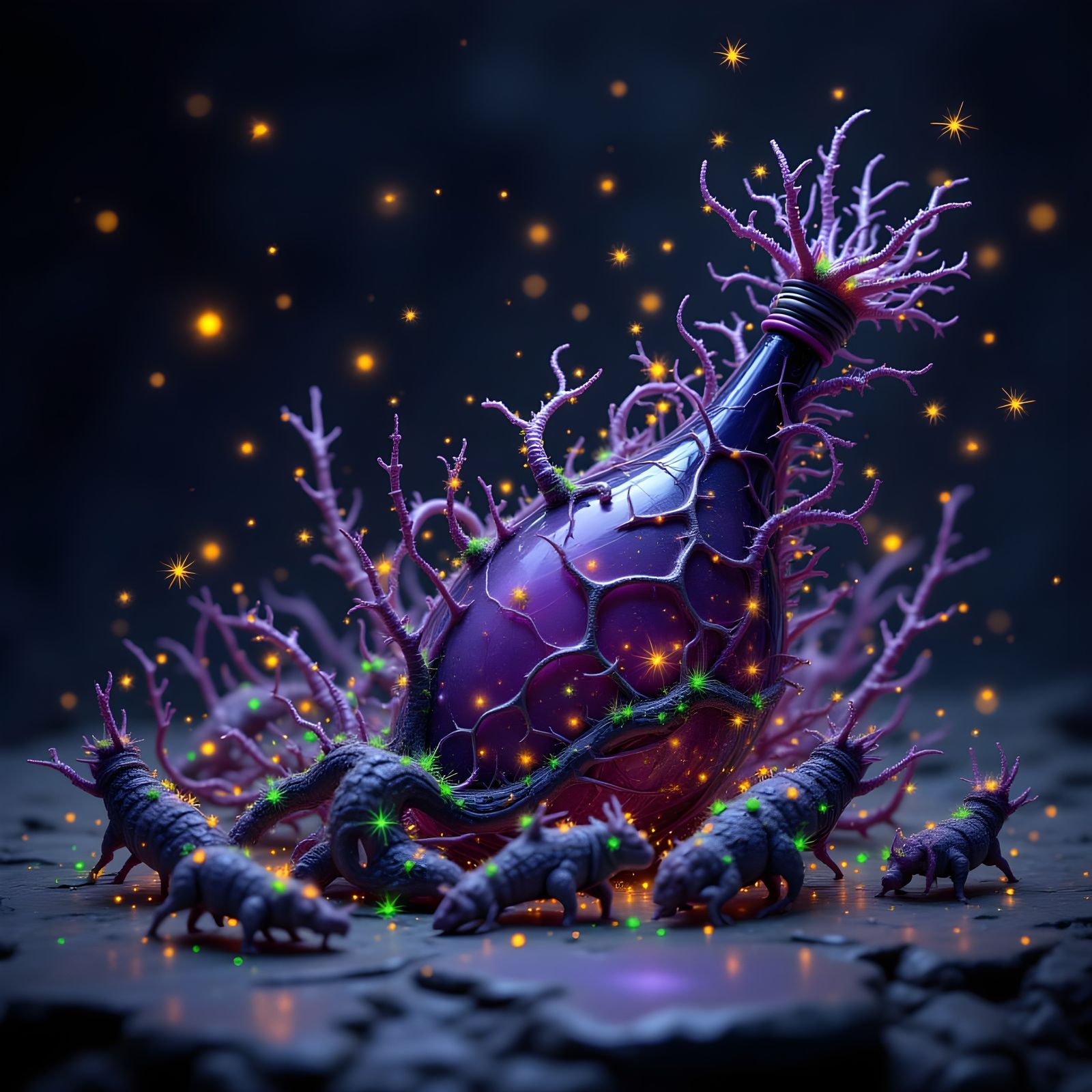 Twisted Potion Bottle Spills Cute Spiny Creatures