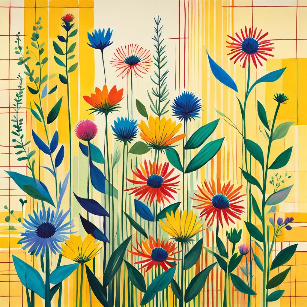 Expressive Wildflowers in Gouache and Watercolor Style