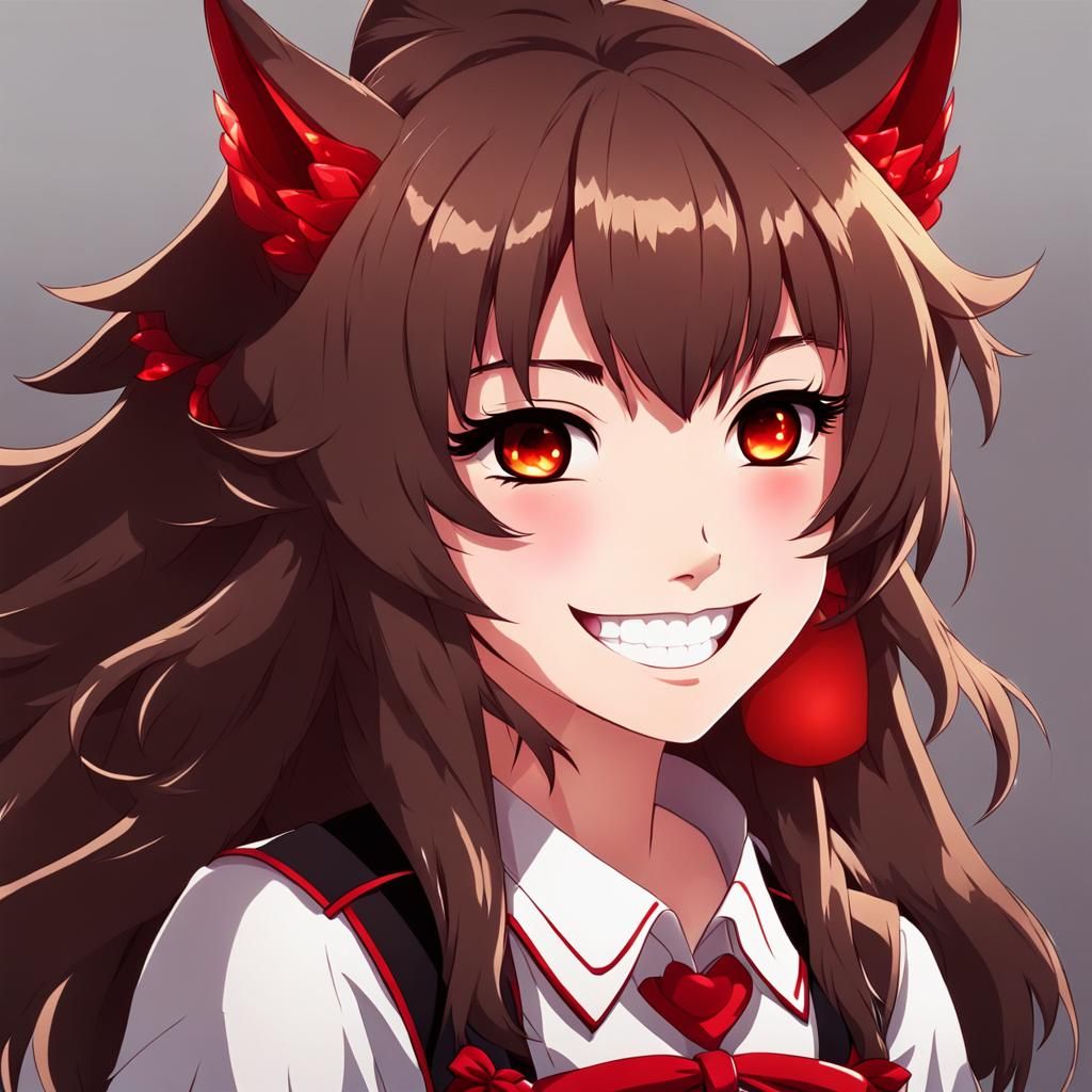 Smiling Wolf-Girl Demon Portrait