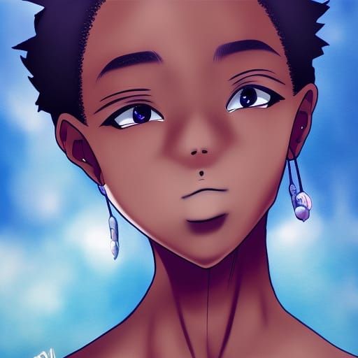 Anime Style Portrait of Beautiful Black People