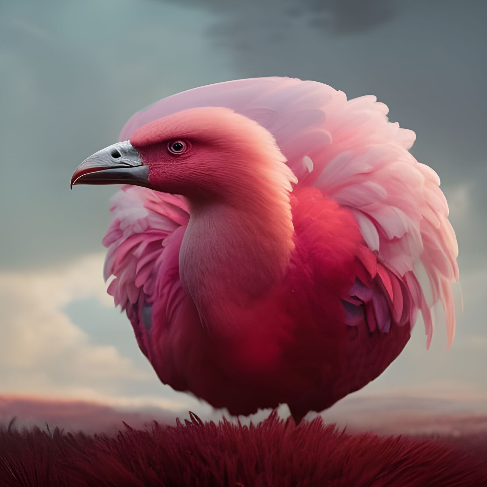 Pink Flamingo Feather Sphere Portrait