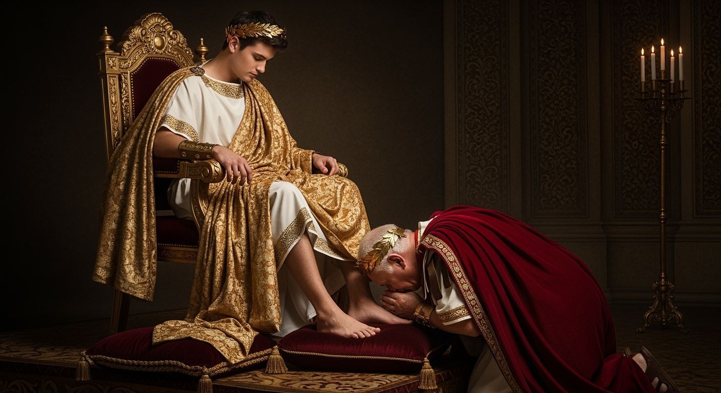 Young Roman Emperor Receives Homage: Photorealistic Image