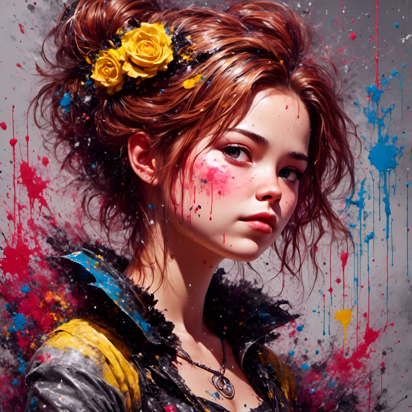 Punk Princess Belle Portrait with Graffiti