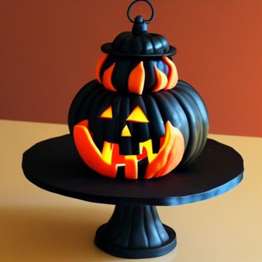 Halloween Lantern Cake in Dark Fantasy Style