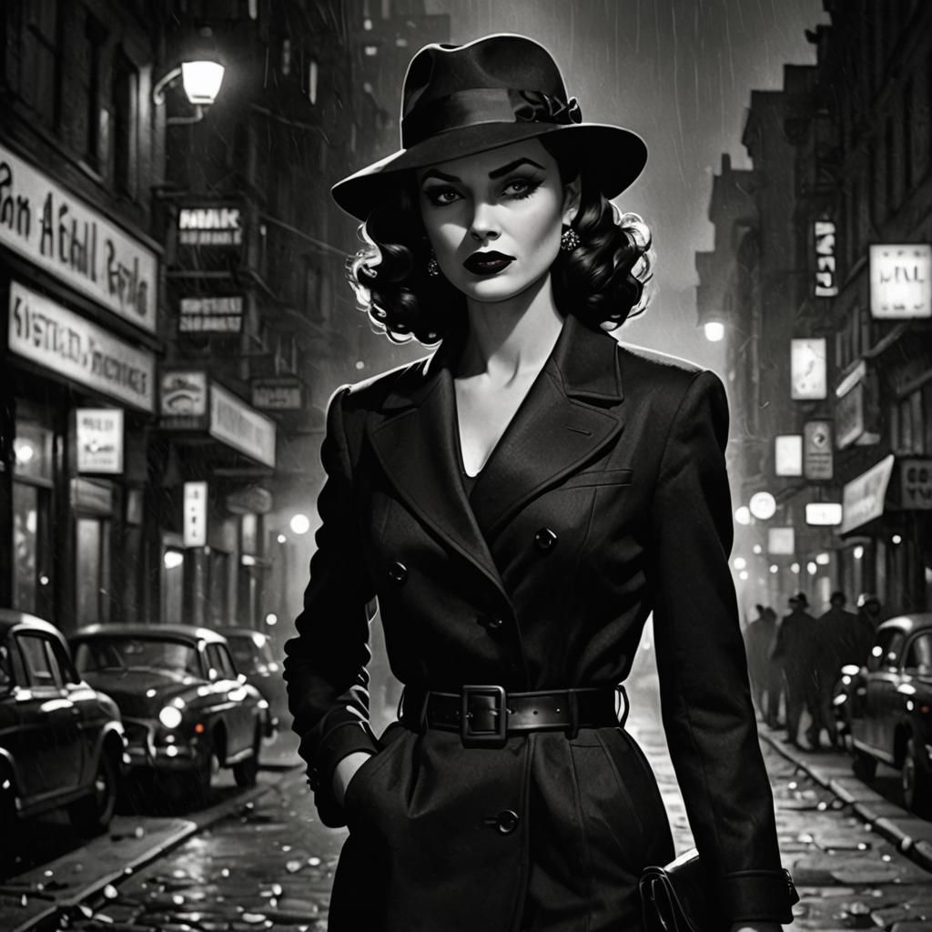 A kattish femme fatale inspired by noir movies