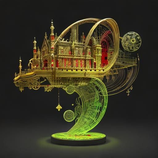 Surrealistic Mechanical Contraption in CGI