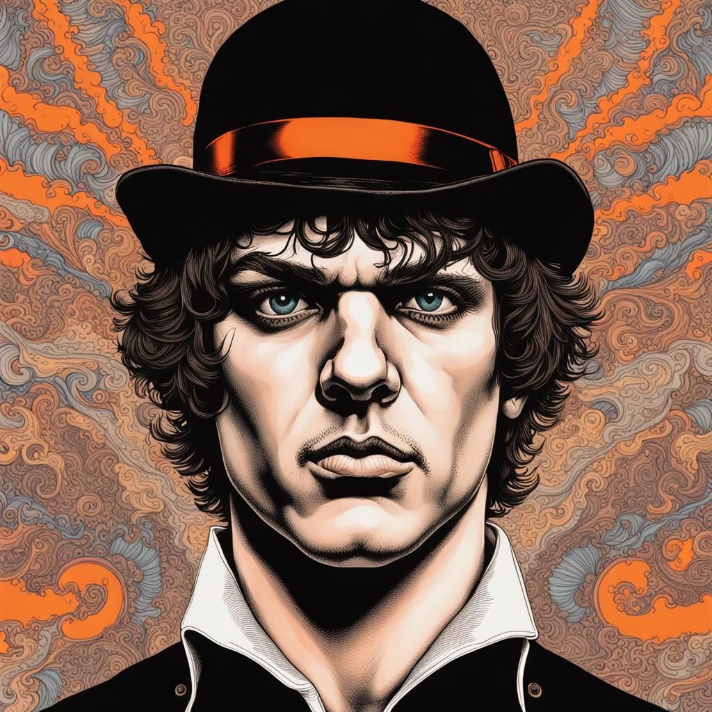 Psychedelic Portrait in Pen and Ink Vector Art