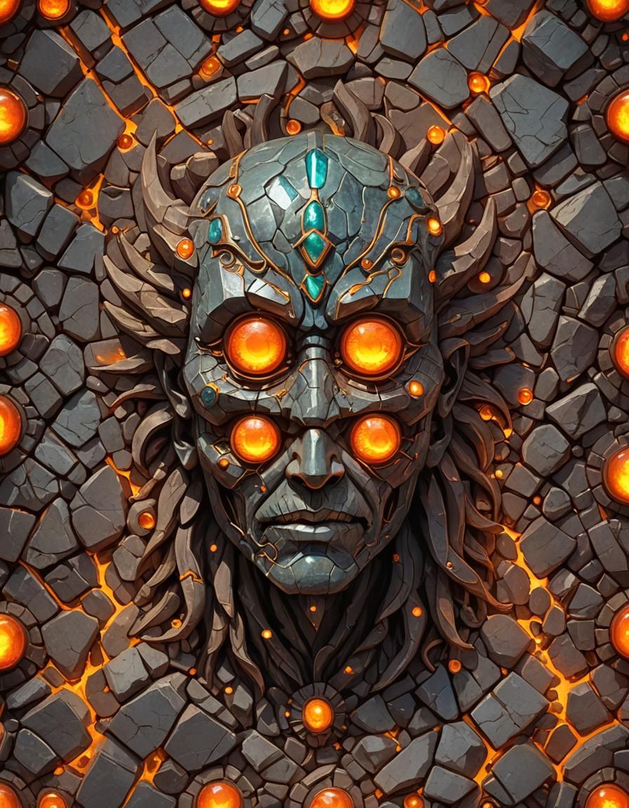 Friendly Gemstone God with Glowing Eyes in Hi-Res