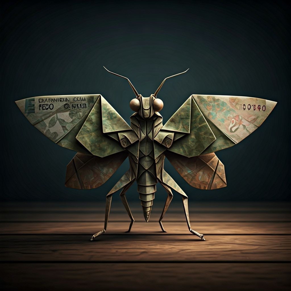 Origami Butterfly with Colombian Peso Bill, HDR & Cinematic