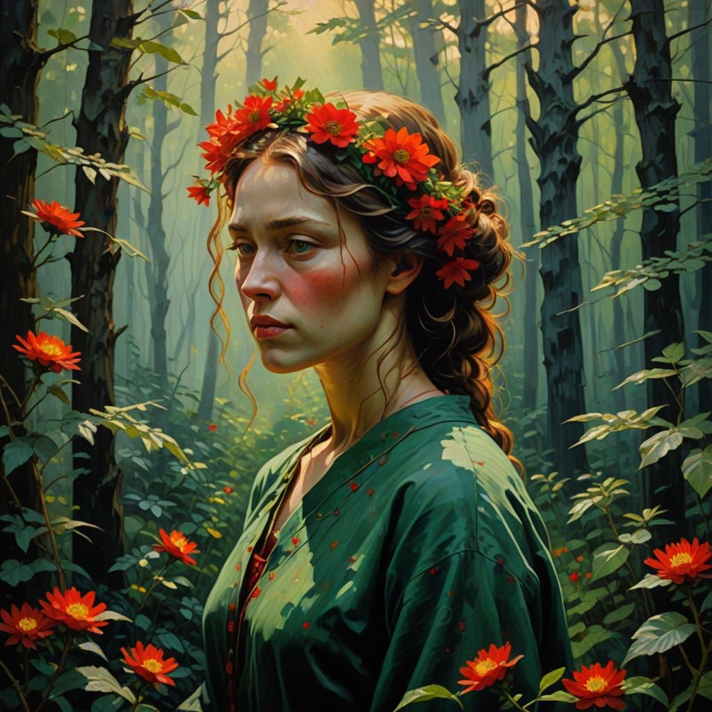 Forest Goddess in Warm Golden Light