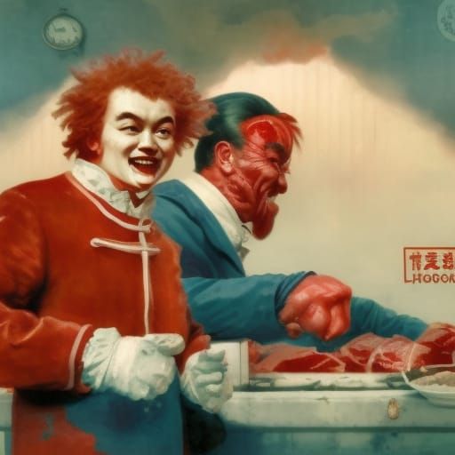 Ronald McDonald Soviet Butcher Shop in Retro Style