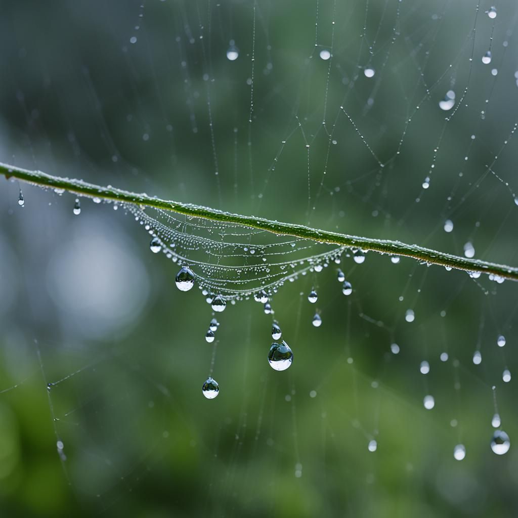 Macro Raindrop on Spiderweb: Professional Photography