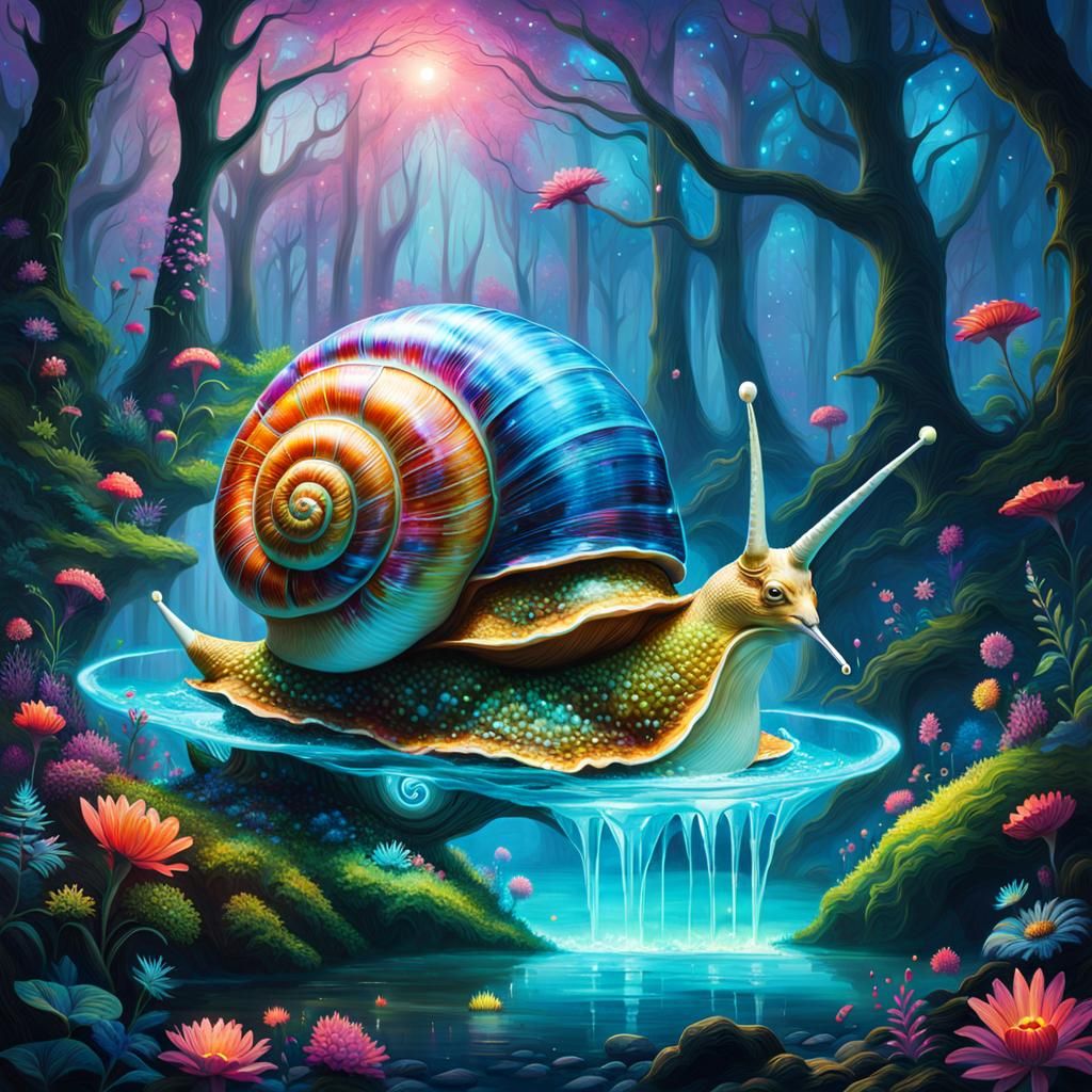 Bioluminescent Wonderland on a Giant Snail