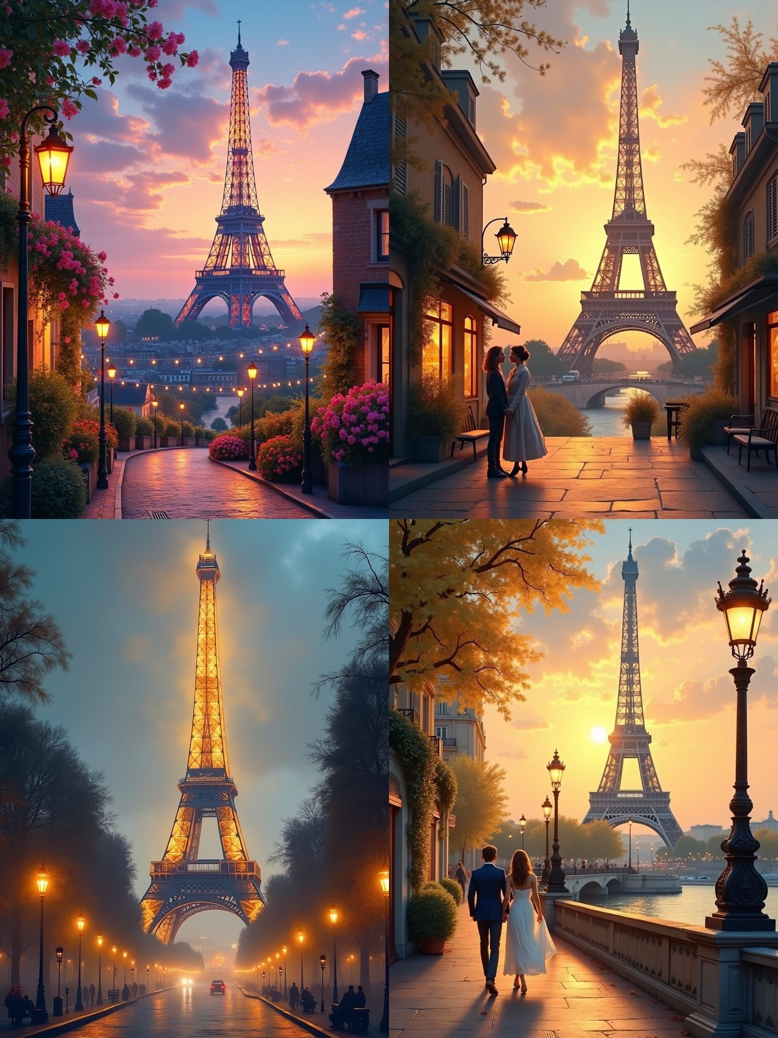 Eiffel Tower Painting in Romantic Style