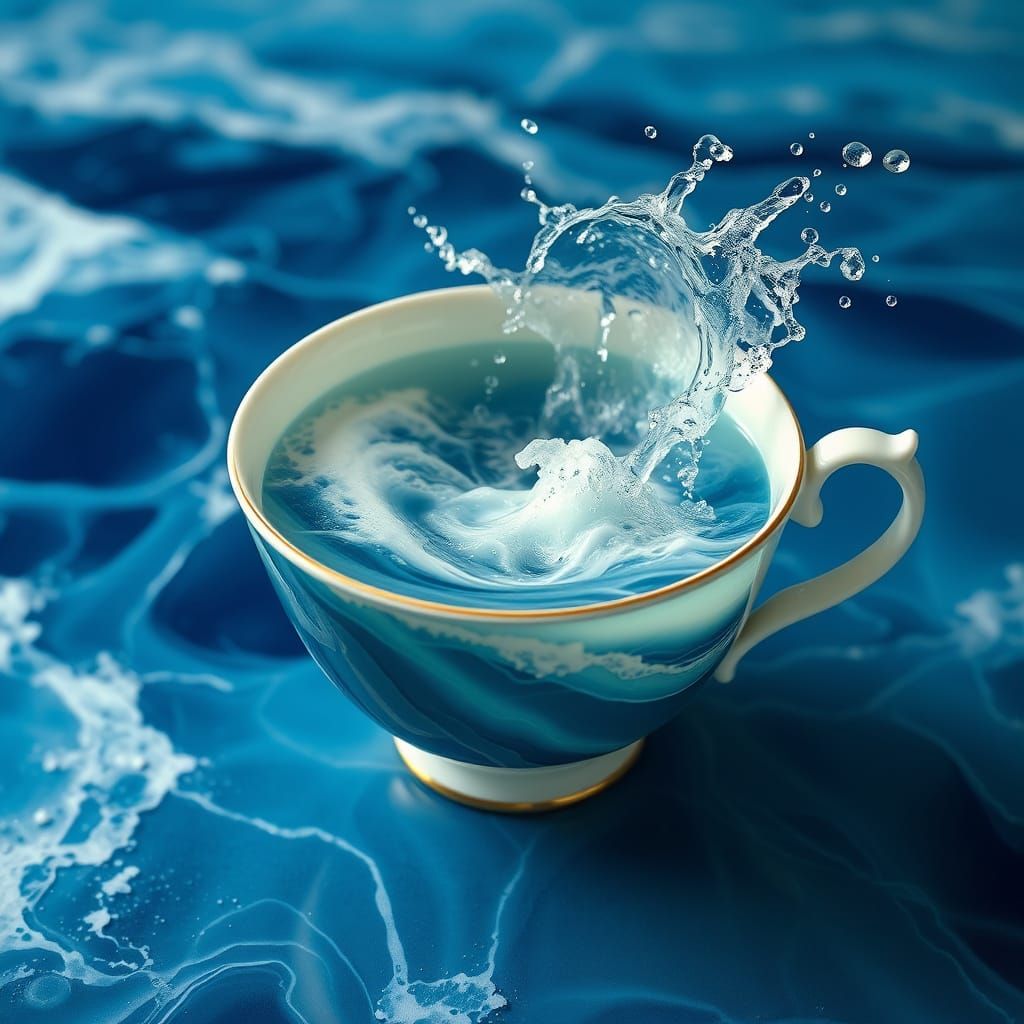 Ocean Tempest in Teacup: Digital Art
