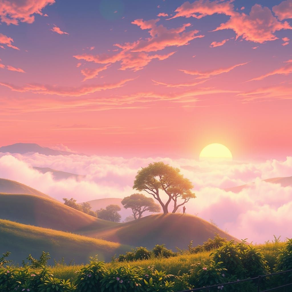 Serenely Dreamy Anime Landscape in 3D Anime Art Style