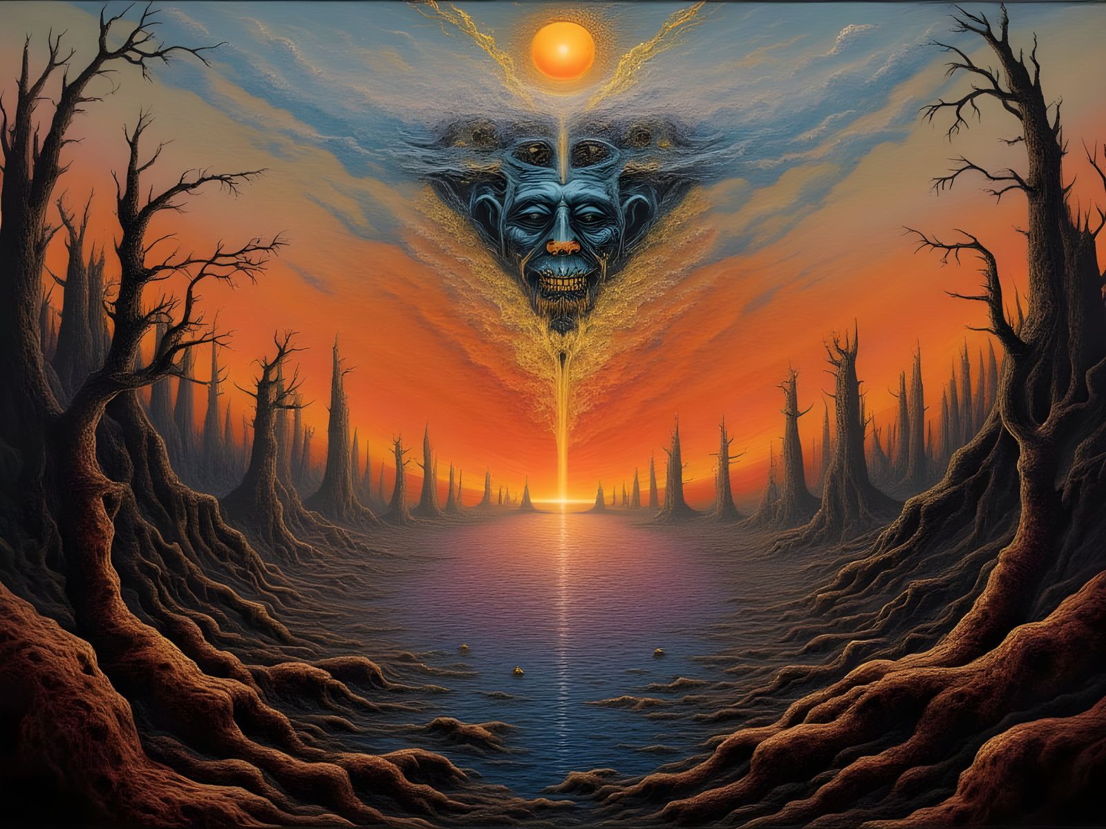 Intricate Concept Art Portrait with Triadic Colors