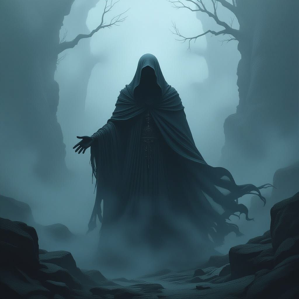 Darkness Personified: A Haunting Biomechanical Figure