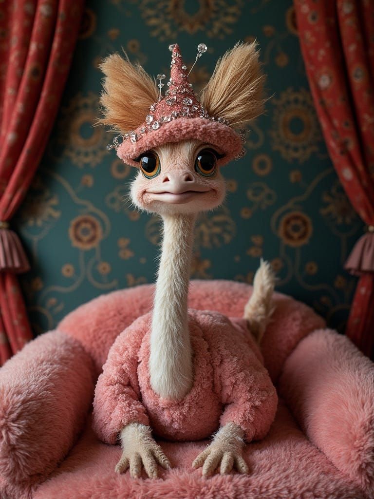 Ostrich with Happy Puppy Ears