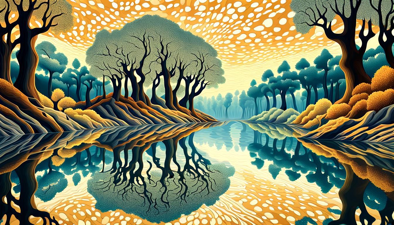 Infinite Recursive World Reflected in Crystal River