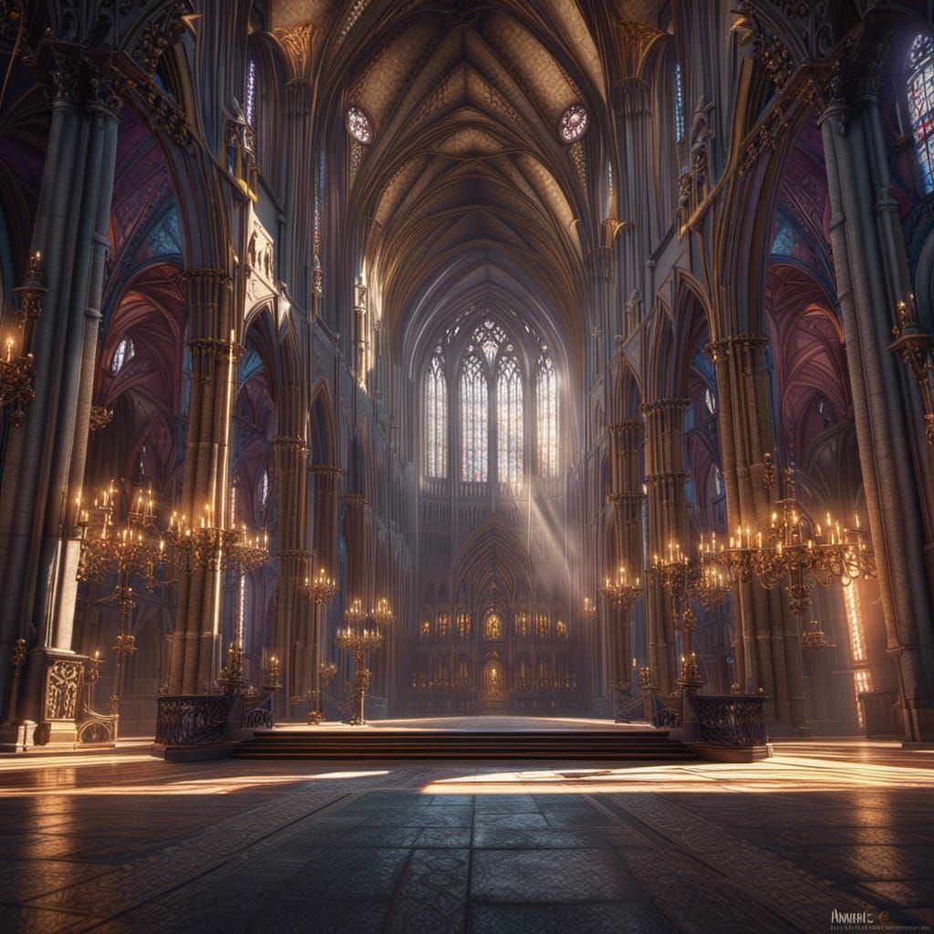 Imposing Gothic Cathedral, Hyperdetailed Concept Art