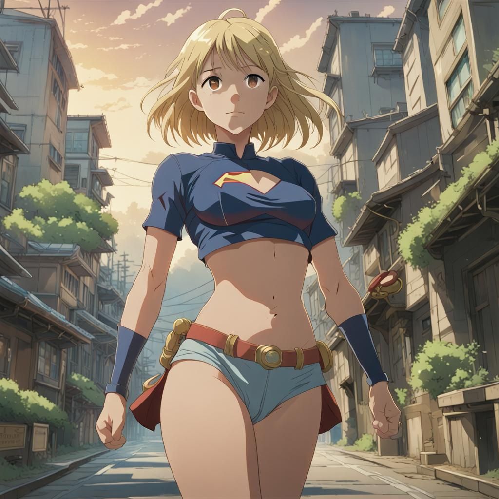 Supergirl in Studio Ghibli Anime Style