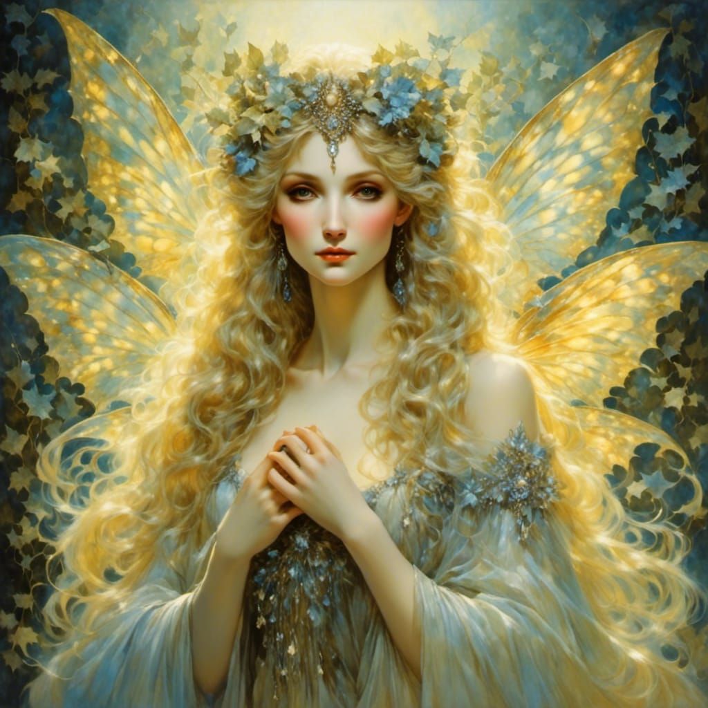 Luminous Dark Faerie in Stylized Watercolor Art