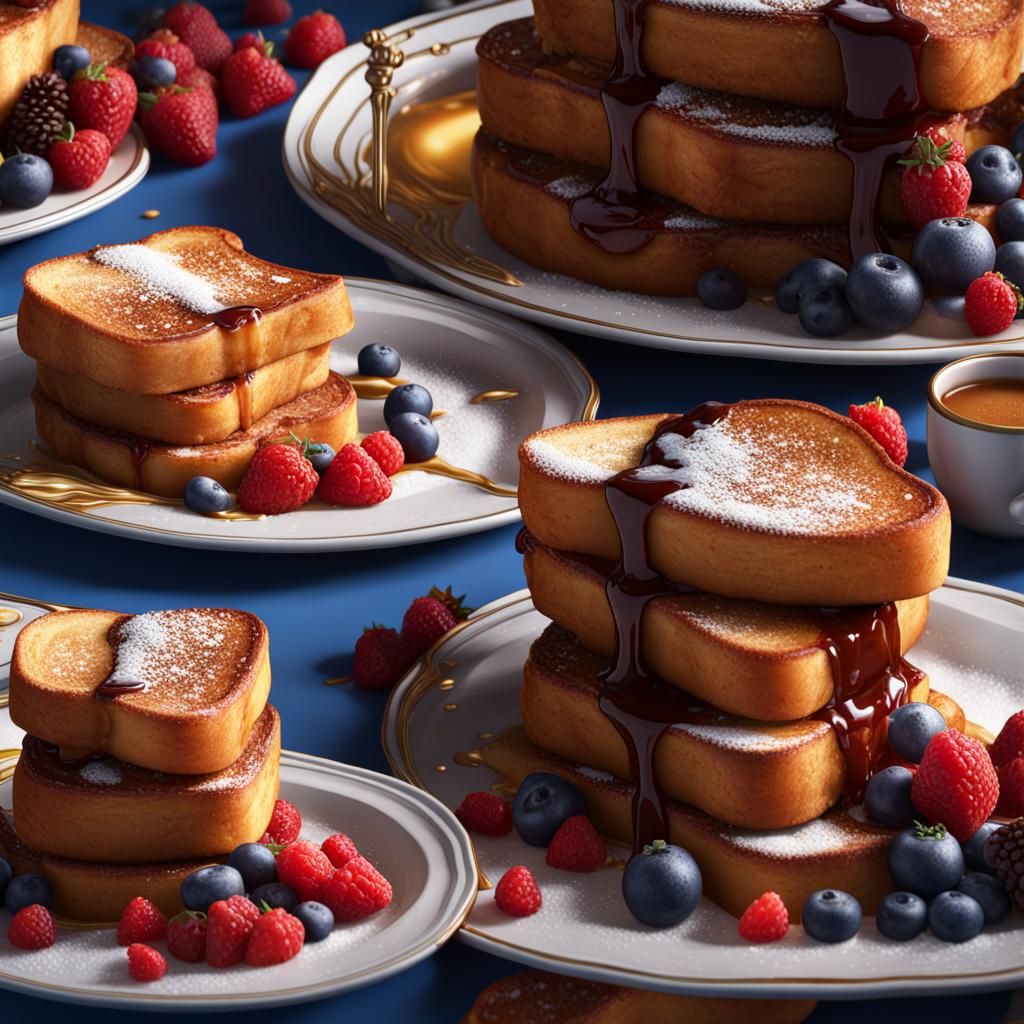 Fantastical French Toast Still Life in Matte Painting Style