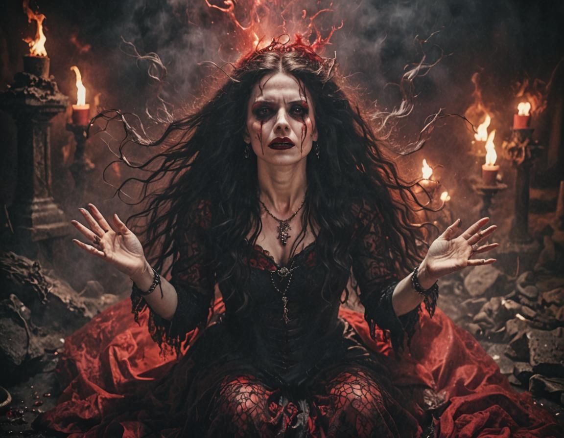 Gothic Witch in Boiling Blood: A Fine Art Portrait