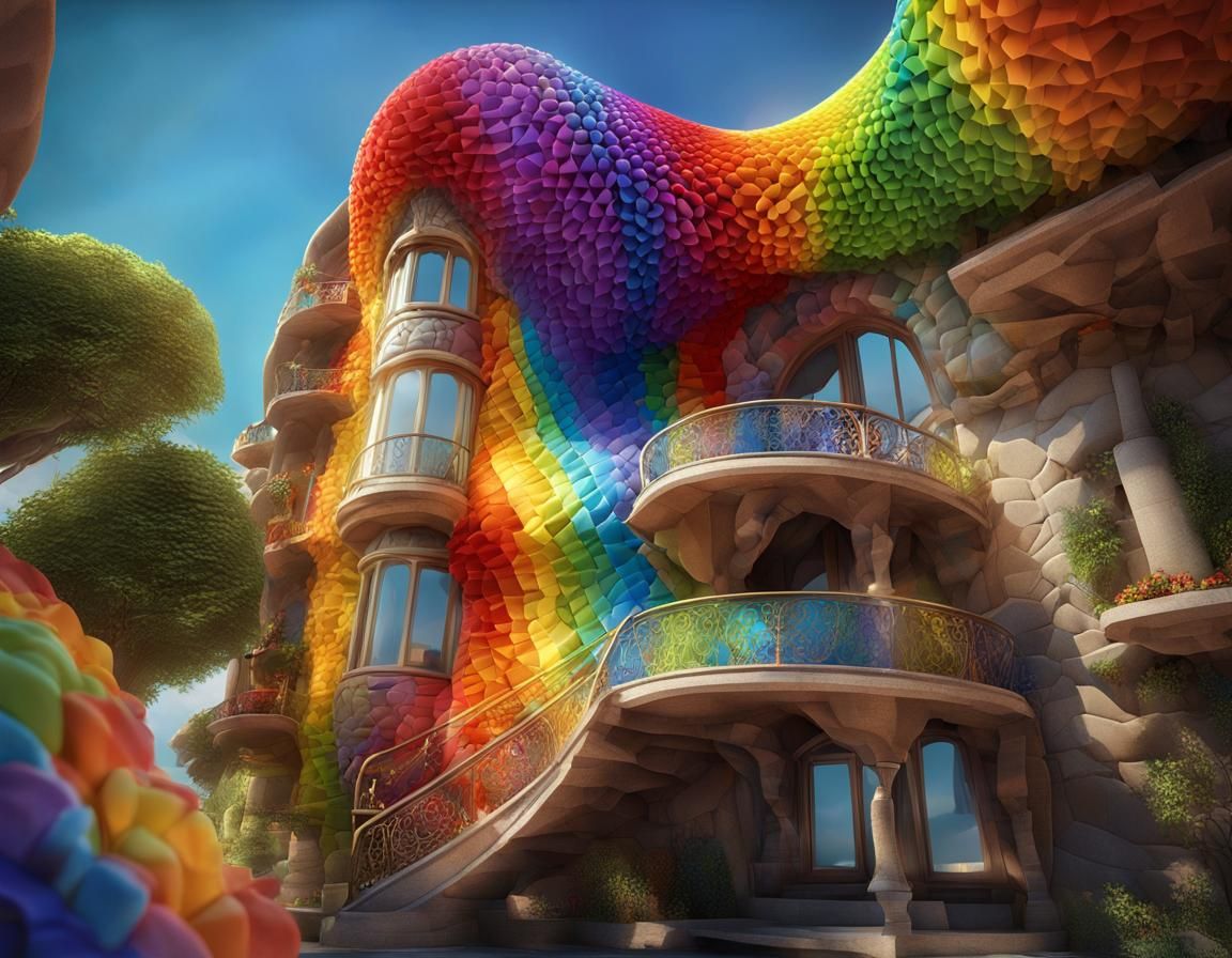 Architectural Rainbow in Trompe L'oiel Style