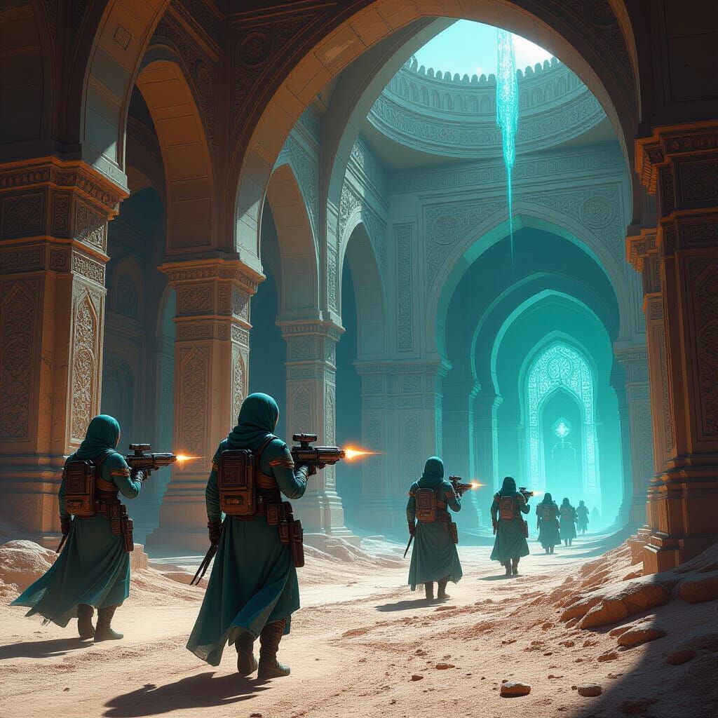 Futuristic Muslim Space Marines Explore Alien Mosque
