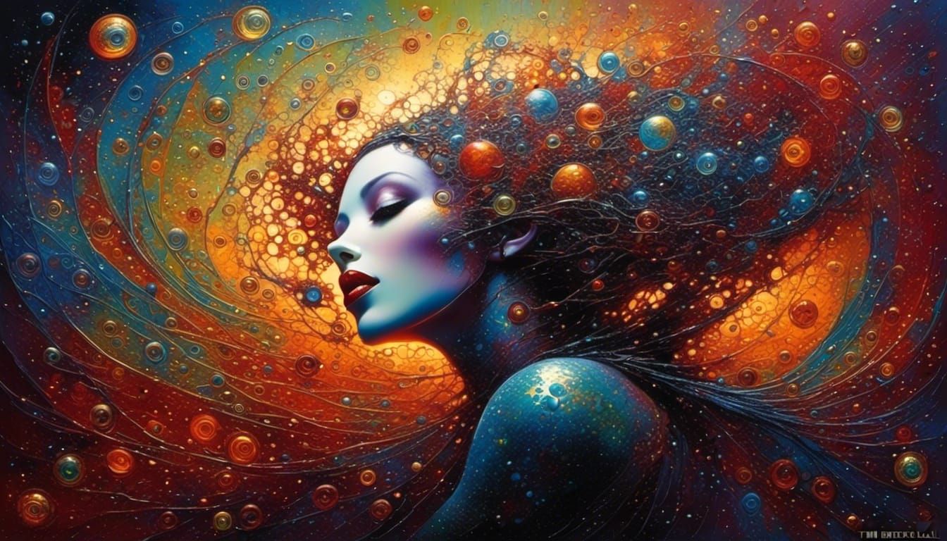 Abstract Pointillist Woman: Kinetic Masterpiece