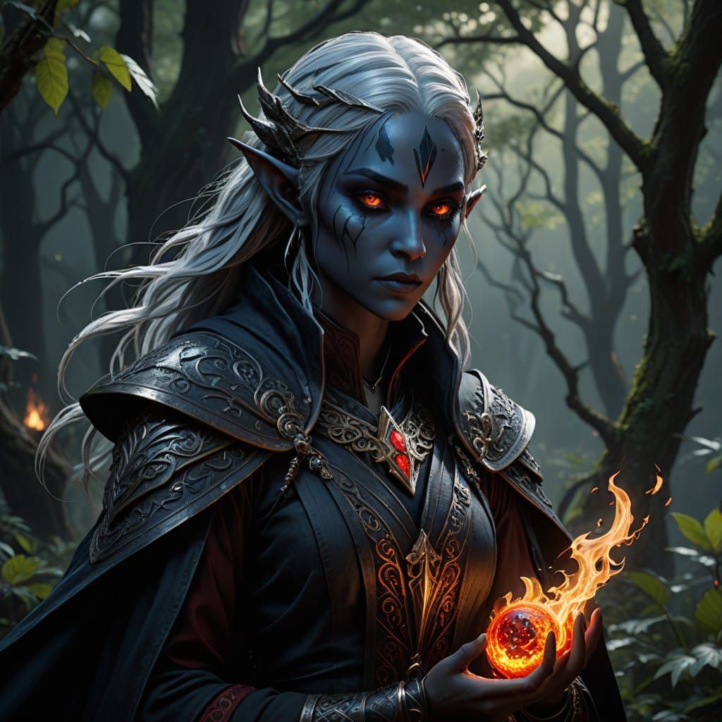 Sorceress of the Underdark in Dark Fantasy Style
