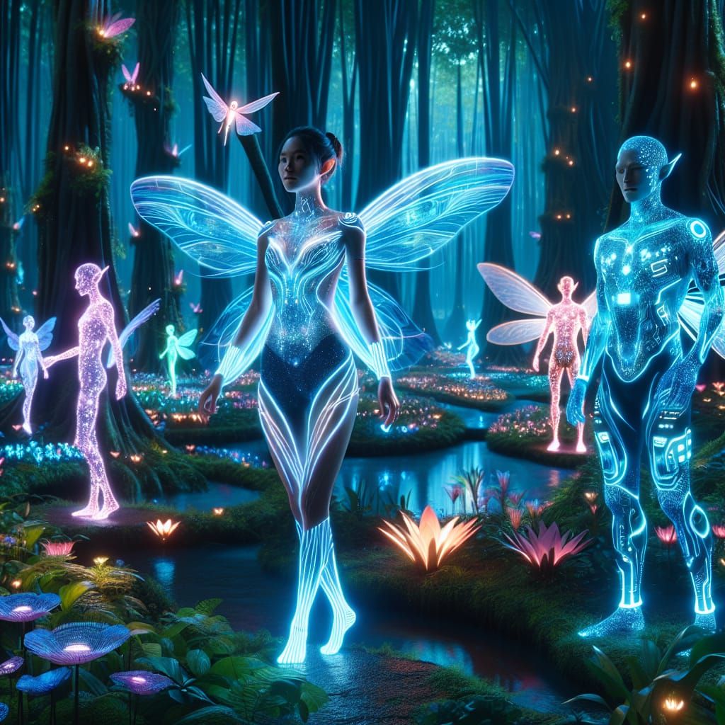 Futuristic Forest Wonderland with Fairies and Elves