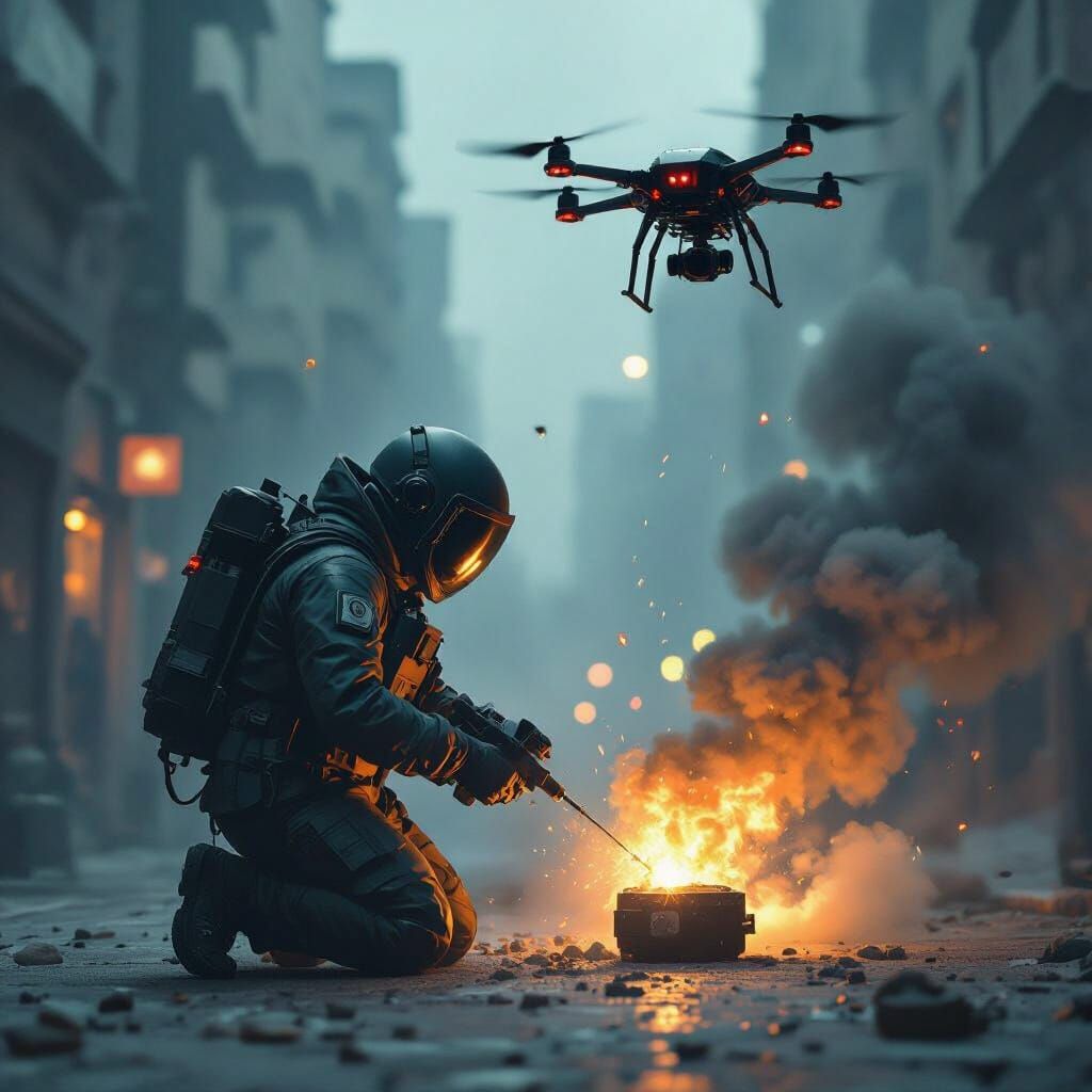 Bomb Disposal Expert Defuses Device Under Ominous Drone