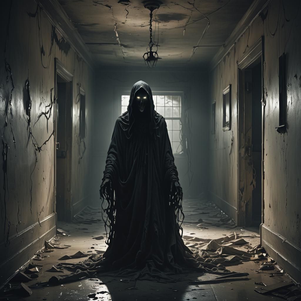 Eerie Ghost in Abandoned Asylum Hallway