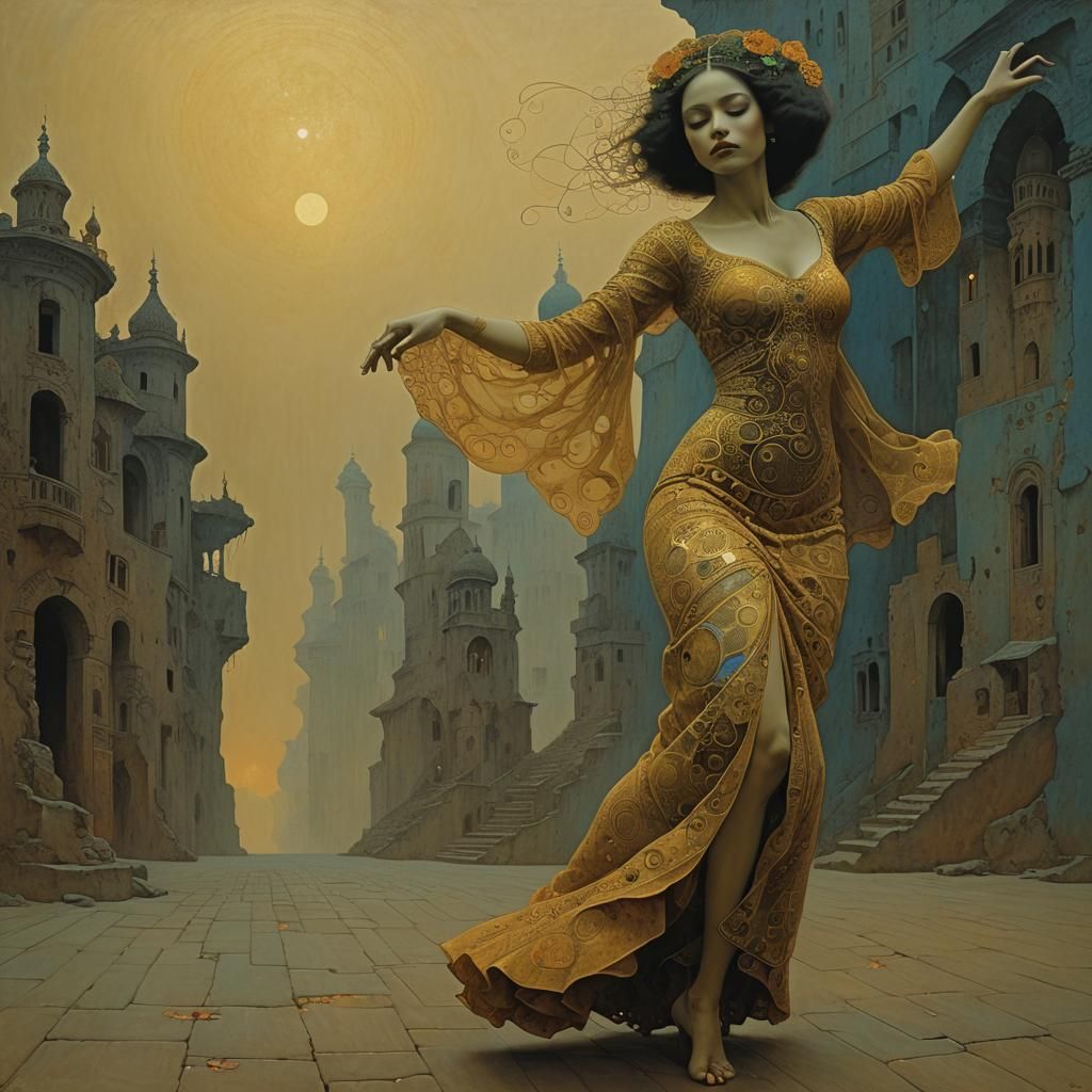 Salsa Dancer in Surreal Symbolic Style