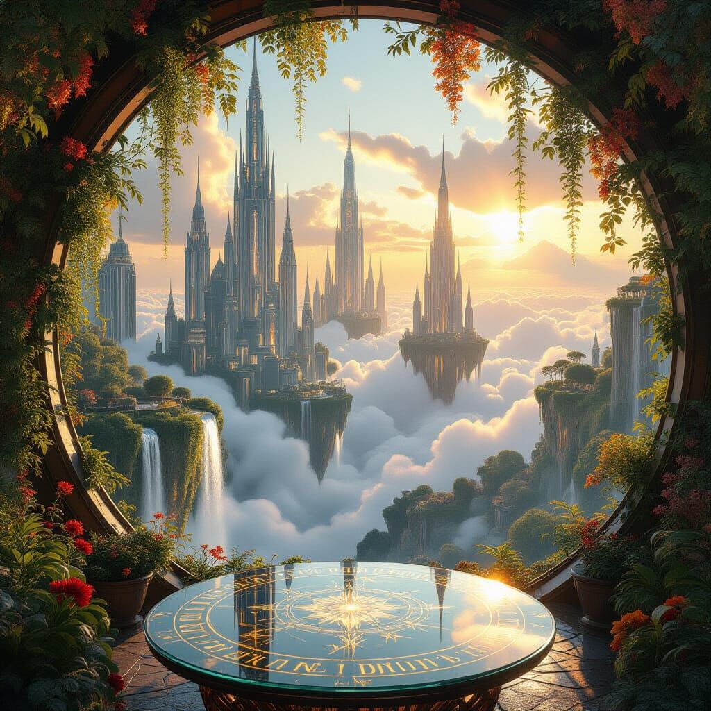 Surreal Sky Gardens of Aetherion in Autumn Light