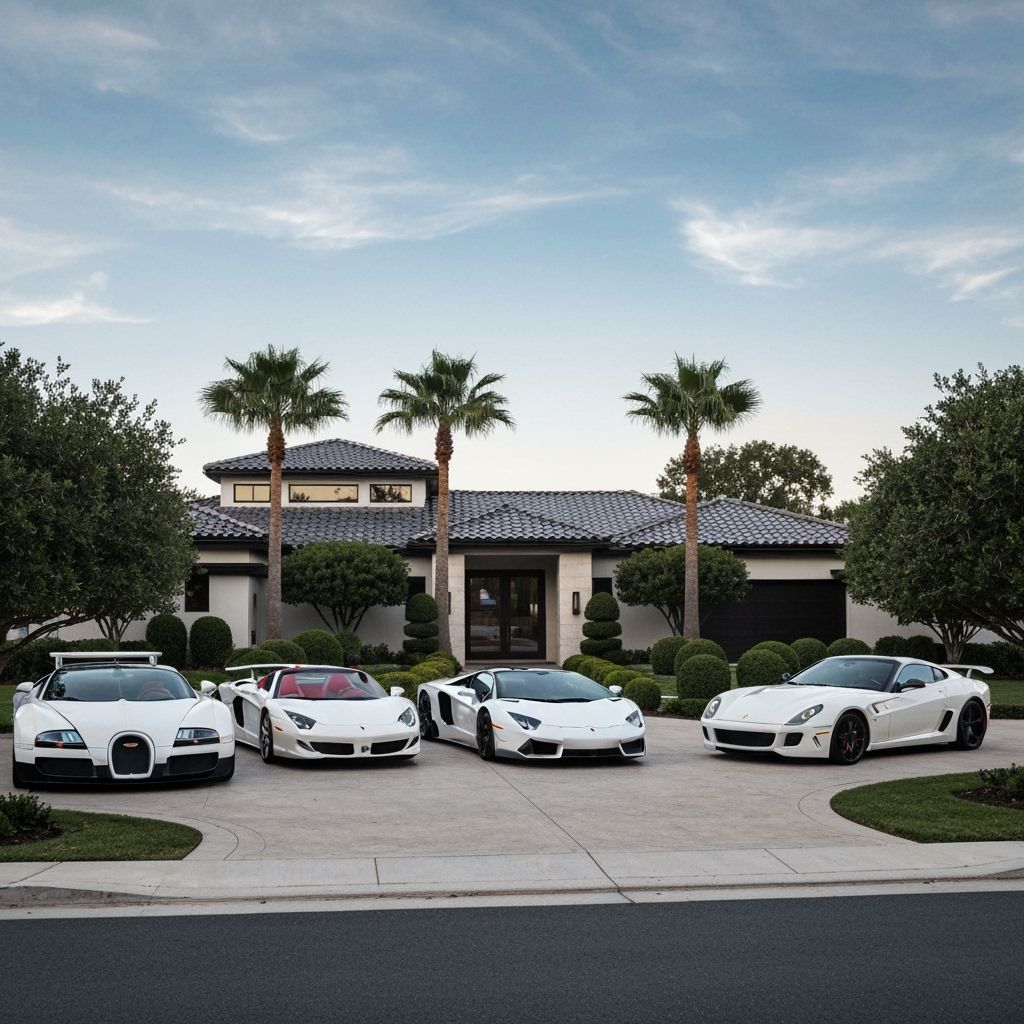 Exotic Supercars at Modern Villa in Luxury Setting