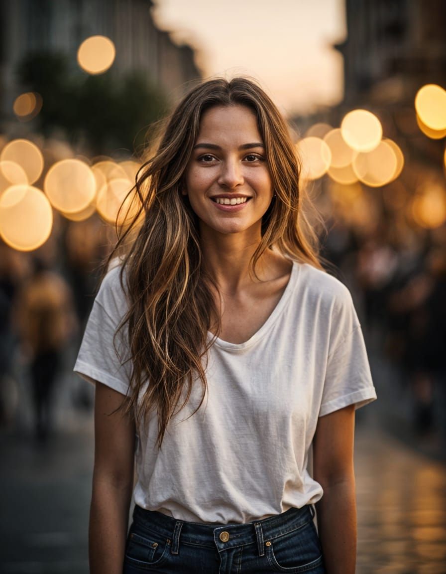 Hyperrealistic Portrait of Woman in New York City